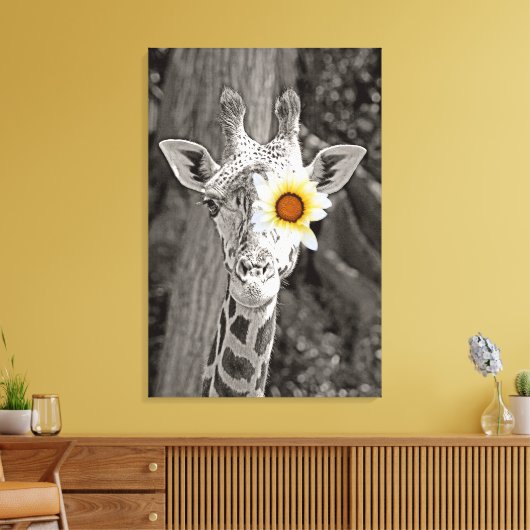 Giraffe kunst op gewikkeld canvas! canvas afdruk (Insitu (Woonkamer))
