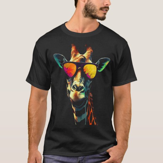 Giraffe Kunstwerk Zonnebril Dier T-shirt (Voorkant)
