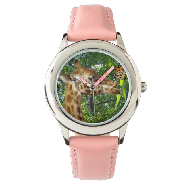 Giraffe kussen Burtterfly, Horloge (Voorkant)