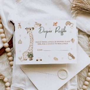 Giraffe kwekerij Boho Baby shower Luier Raffle Informatiekaartje