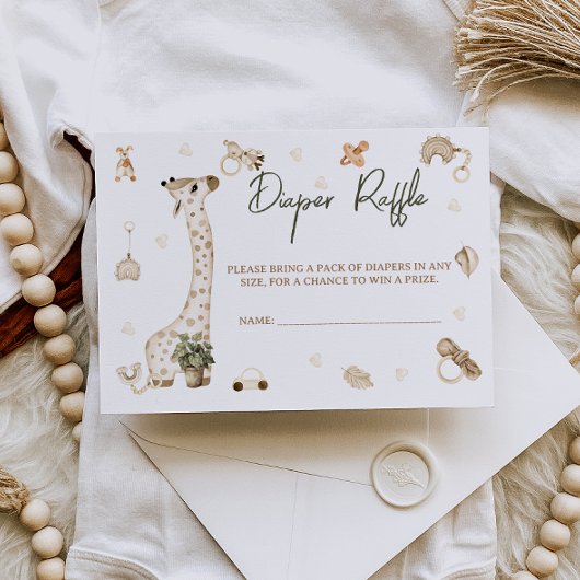 Giraffe kwekerij Boho Baby shower Luier Raffle Informatiekaartje