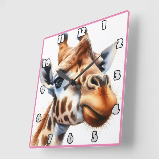 Giraffe laat de savanne bij zonsondergang lopen vierkante klok (Hoek)