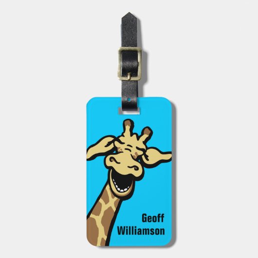 Giraffe lachend grafisch genaamd bagagelabel (Voorkant verticaal)