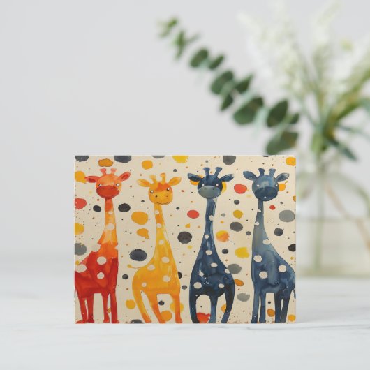 Giraffe lange nek briefkaart (Staand voorkant)