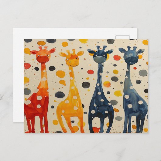 Giraffe lange nek briefkaart (Voorkant / Achterkant)