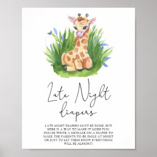 Giraffe \ Late nacht luiers spel Poster