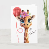 Giraffe, laten we het Wenskaart vieren Kaart (Voorkant)