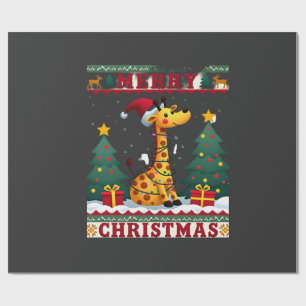 Giraffe Lelijke Kerst Truien Funny Santa Hoed Li Cadeaupapier