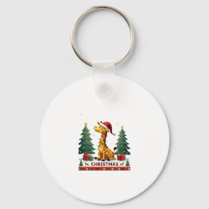 Giraffe lelijke kersttrui Funny Santa-hoed Li Sleutelhanger