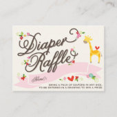 Giraffe Lente Bloemen Luier Raffle Ticket Kaart (Voorkant)