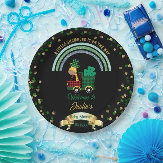 Giraffe Leprechaun Rainbow Baby shower Welkom Papieren Bordje (Feest)