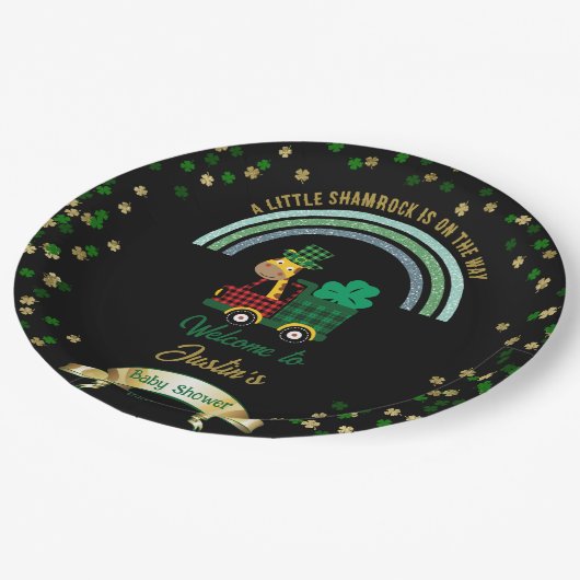 Giraffe Leprechaun Rainbow Baby shower Welkom Papieren Bordje (Gekanteld)