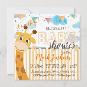 Giraffe leuk, schitterende babyjongen kaart