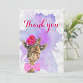 Giraffe leuke oerwoud waterverf dank je bedankkaart (Staand voorkant)
