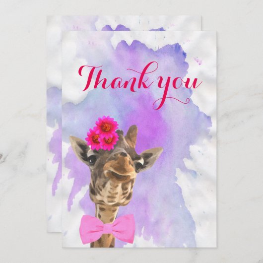 Giraffe leuke oerwoud waterverf dank je bedankkaart (Voorkant / Achterkant)