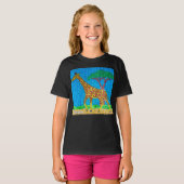Giraffe (levendig) - Meisjes Basic T-Shirt (Voorkant volledig)