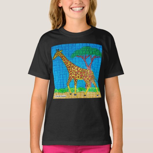 Giraffe (levendig) - Meisjes Basic T-Shirt (Voorkant)