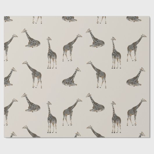 Giraffe lichtmocha cadeaupapier (Vlak)