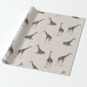 Giraffe lichtmocha cadeaupapier (Uitgerold)