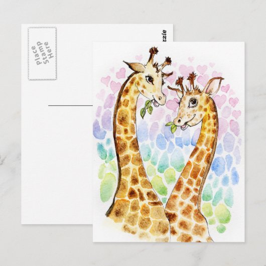 Giraffe liefde briefkaart (Voorkant / Achterkant)