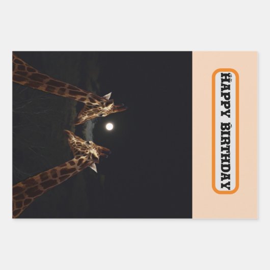 Giraffe Liefde In Het Moonlicht, Verjaardag Inpakpapier Vel (Voorkant 3)