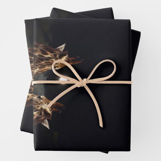 Giraffe Liefde In Het Moonlicht, Verjaardag Inpakpapier Vel (In situ)