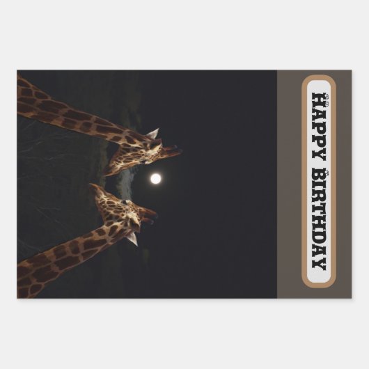 Giraffe Liefde In Het Moonlicht, Verjaardag Inpakpapier Vel (Voorkant)