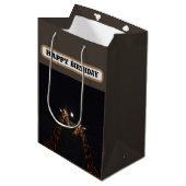 Giraffe Liefde In Het Moonlicht, Verjaardag Medium Cadeauzakje (Voorkant Gekanteld)