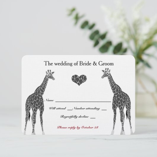 Giraffe Liefde RSVP (Staand voorkant)