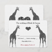 Giraffe Liefde RSVP Kaartje (Voorkant / Achterkant)
