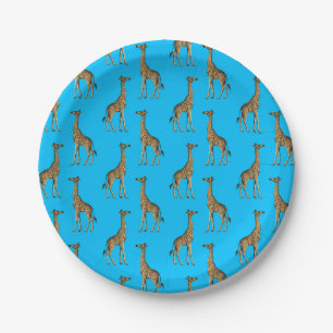 Giraffe Liefhebber Blauwe Wilde Dieren Dierentuin  Papieren Bordje