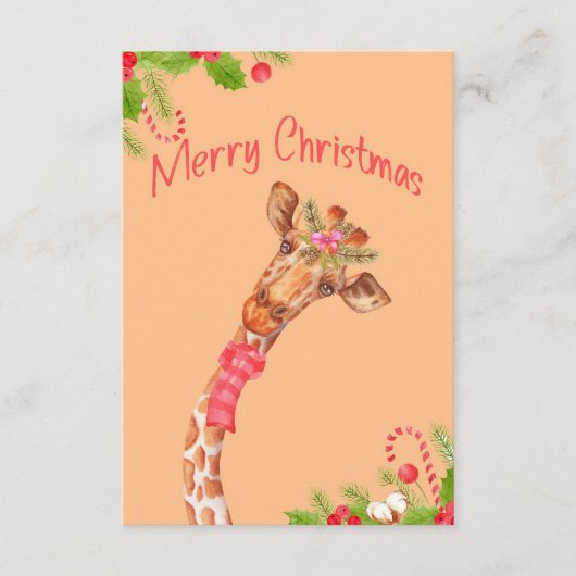 Giraffe liefhebber Giraffen Afrika Prettig Kerstfe Informatiekaartje (Voorkant)