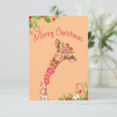 Giraffe liefhebber Giraffen Afrika Prettig Kerstfe Informatiekaartje (Staand voorkant)