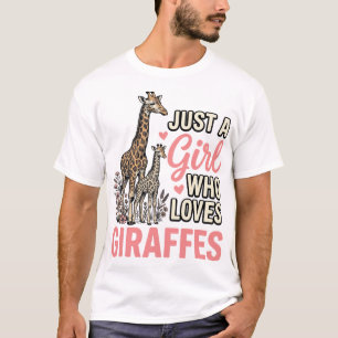 Giraffe Liefhebber Meisje Vintage Gravure Shirt On