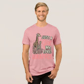 Giraffe Liefhebber Meisje Vintage Gravure Shirt On (Voorkant volledig)