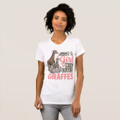 Giraffe Liefhebber Meisje Vintage Gravure Shirt On (Voorkant volledig)