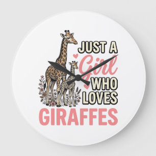 Giraffe Liefhebber Meisje Vintage Gravure Shirt On Grote Klok