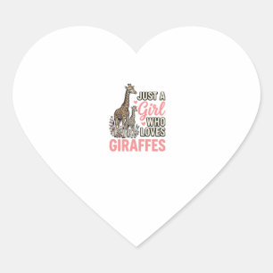 Giraffe Liefhebber Meisje Vintage Gravure Shirt On Hart Sticker