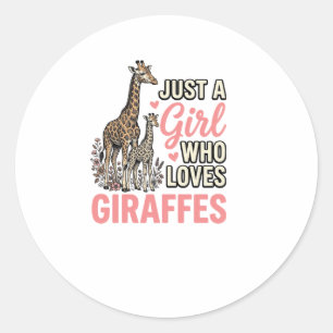 Giraffe Liefhebber Meisje Vintage Gravure Shirt On Ronde Sticker