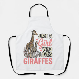 Giraffe Liefhebber Meisje Vintage Gravure Shirt On Schort