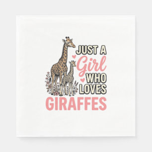 Giraffe Liefhebber Meisje Vintage Gravure Shirt On Servet