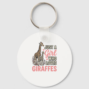 Giraffe Liefhebber Meisje Vintage Gravure Shirt On Sleutelhanger
