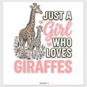 Giraffe Liefhebber Meisje Vintage Gravure Shirt On Sticker