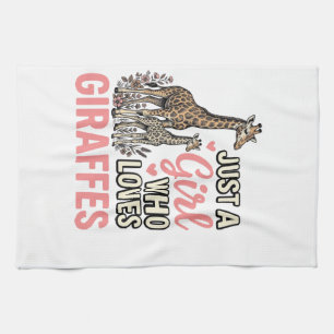 Giraffe Liefhebber Meisje Vintage Gravure Shirt On Theedoek