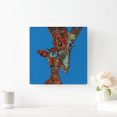 giraffe liefje blauw vierkante klok (Huis)