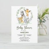 Giraffe Lion Safari Oerwoud Animals Baby shower Kaart (Staand voorkant)