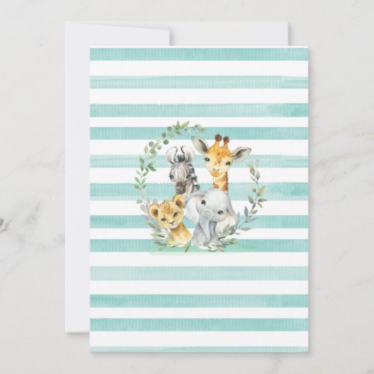 Giraffe Lion Safari Oerwoud Animals Baby shower Kaart (Achterkant)