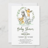 Giraffe Lion Safari Oerwoud Animals Baby shower Kaart (Voorkant)