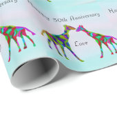 Giraffe Love 50ste Jubileum Cadeaupapier (Rol Hoek)