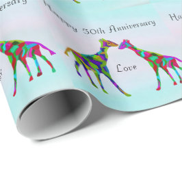 Giraffe Love 50ste Jubileum Cadeaupapier